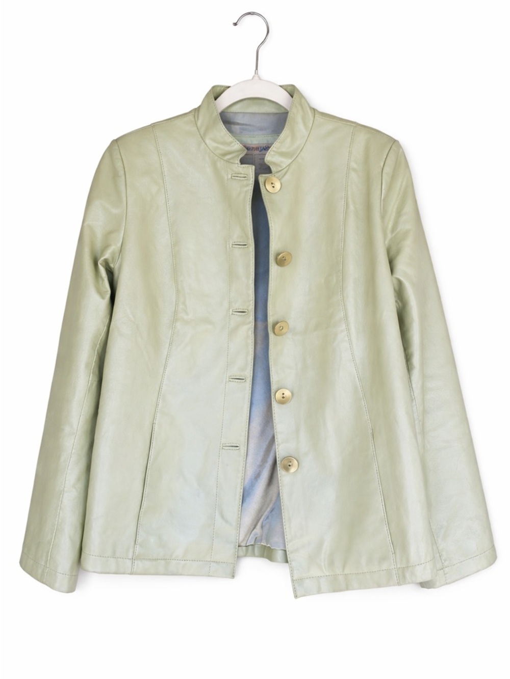 TravelSmith Light Green Leather Jacket Size Small #2924